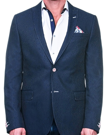 Luxury Geometric Blue Jacquard Blazer