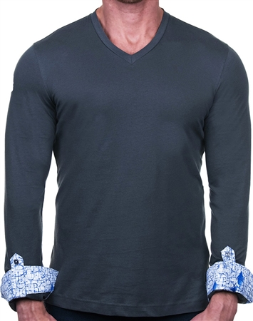 Sporty Mens Gray V-Neck Shirt