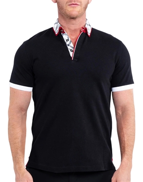 Black SS Fashion Polo