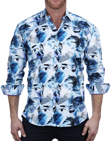 Ultra Posh Face Print Dress Shirt