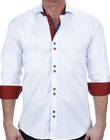 Elegant White Jacquard Dress Shirt