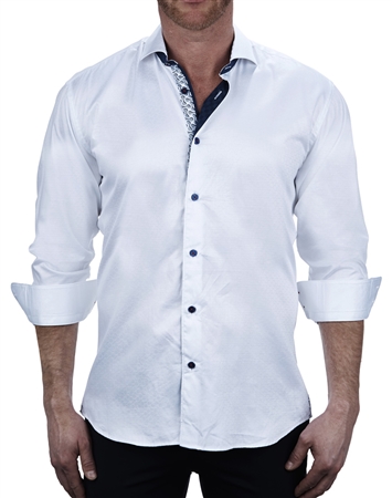 Elegant White Jacquard Dress Shirt