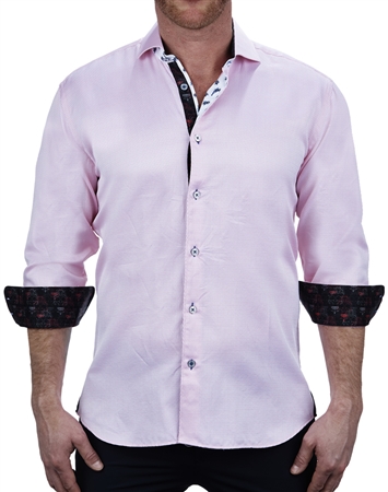 Designer Pink Jacquard Dress Shirt