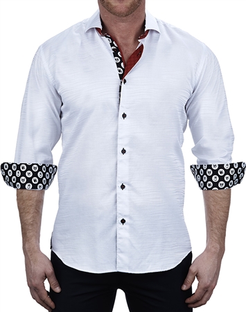 Elegant White Jacquard Dress Shirt