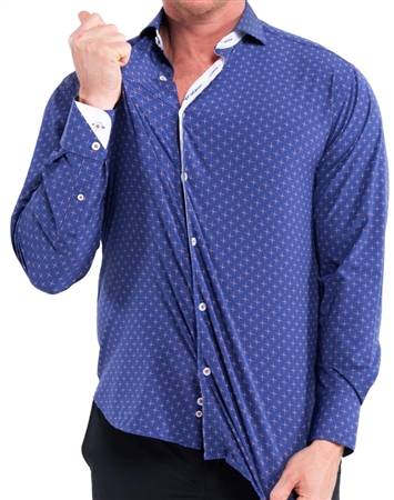 Elegant Maceoo Einstein Star Blue Dress Shirt