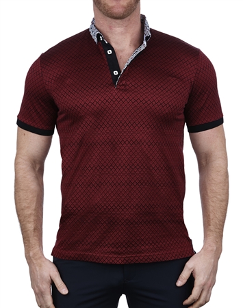 Red and Black Diamond Check Polo