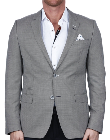 Maceoo Designer Blazer Pincheck Pattern Grey