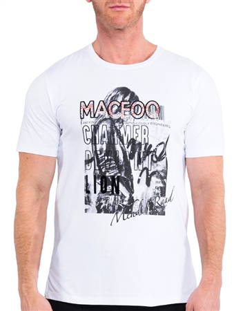 Maceoo Designer Short Sleeve Crew Neck T-Shirt White Solid