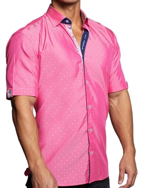 pink galileo silverdot  Print Dress Shirt