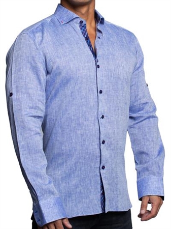 Maceoo einstein linen blue Dress Shirt
