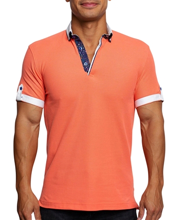 Maceoo Designer Short Sleeve Polo Shirts Mozart DC Coral