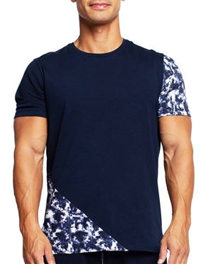 Maceoo Designer Short Sleeve T-Shirt Blue Tie Dye