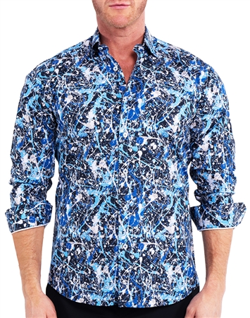 Maceoo Designer Shirt Blue Abstract