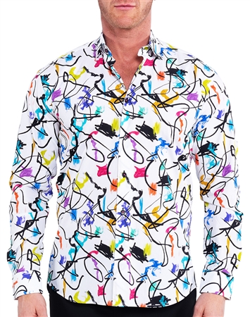 Maceoo Dress Shirt White Abstract