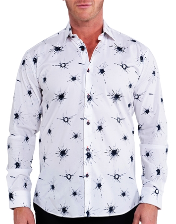 Maceoo Designer Shirt White Cracked Motif