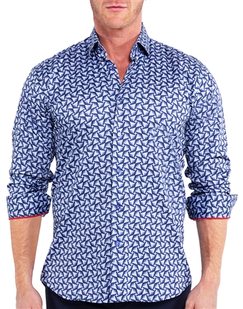 Maceoo Designer Shirt Repeating Blue