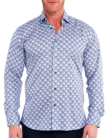 Maceoo Dress Shirt Blue Grassland Abstract