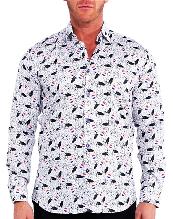 Maceoo Casual Designer Shirt White French Bulldog