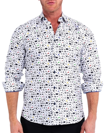Maceoo Casual Designer Shirt White Rock Motif