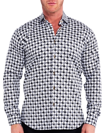 Maceoo Dress Shirt White Hounds Tooth
