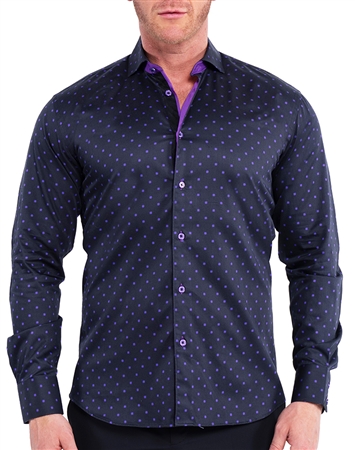 Maceoo Dress Shirt Blue Polka Dot