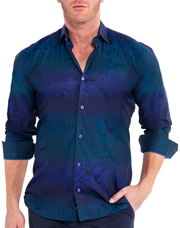 Maceoo Dress Shirt Purple Paisley