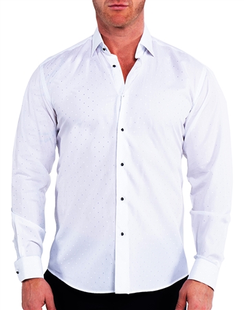 Maceoo Dress Shirt White Dotted