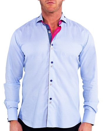 Maceoo Dress Shirt Blue Grid