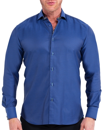 Maceoo Dress Shirt Blue Scales