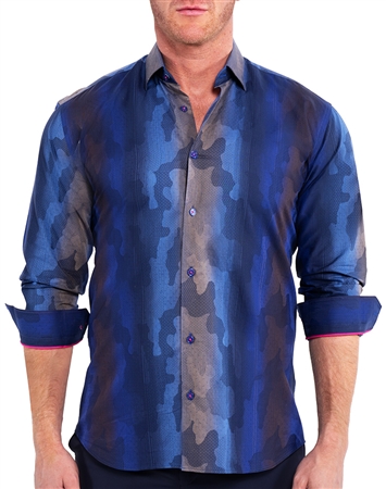 Maceoo Dress Shirt Blue Camo