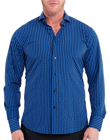 Maceoo Dress Shirt Gingham Check Blue