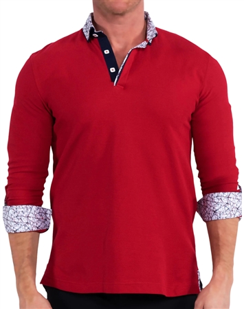 Maceoo Long Sleeve Polo Shirt Red