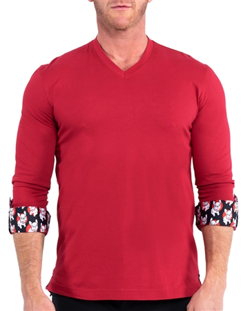 Maceoo V-Neck Jersey Red