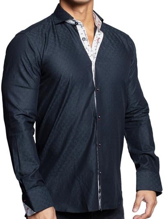 Black Dress Shirt , einstein black Casual Dress Shirt