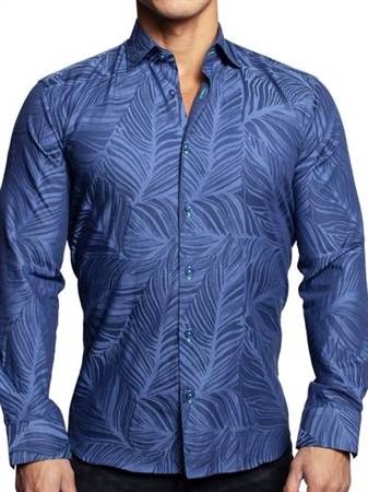 Blue Luxury Shirt | Blue Floral Print Casual Shirt