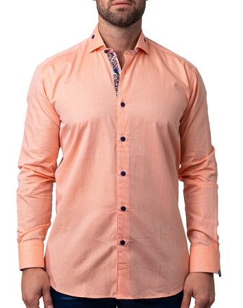 Einstein Twill Orange, long sleeve, shirt