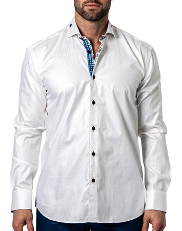 Maceoo Einstein chainlink white  long sleeve, shirt, designer, mens fashion, mens designer luxury brand