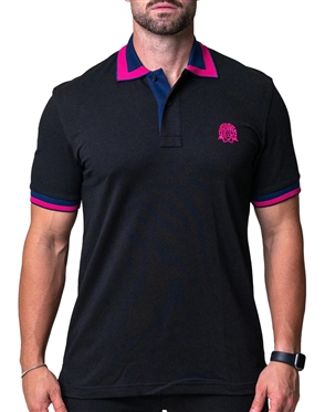 Maceoo Designer Short Sleeve Polo Shirts Black Solid