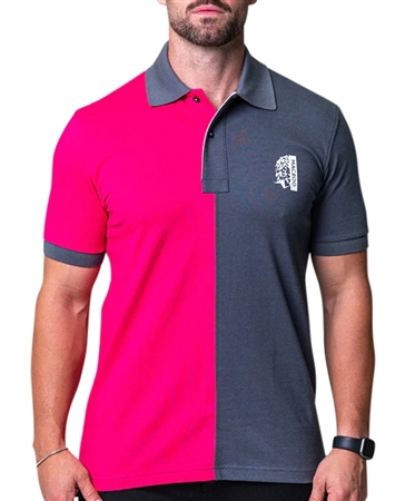 Fuschia Grey Maceoo Fashion Polo Shirt