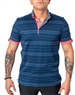 Maceoo Designer Short Sleeve Polo Shirts Blue Striped