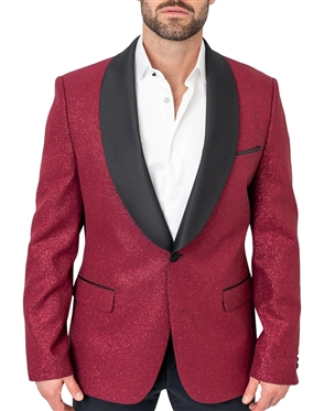 Men Elegant glitter styling, red blazer