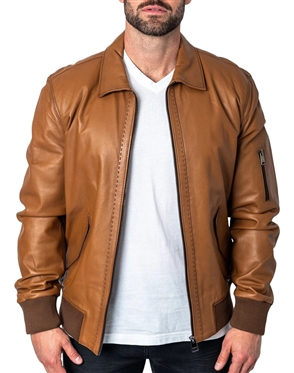 leather stitch brown Jacket