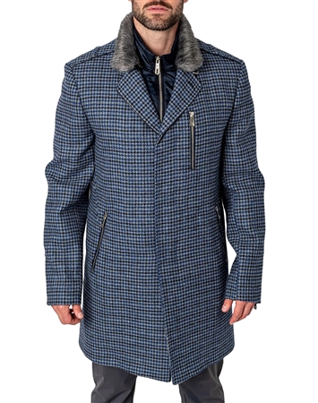 Maceoo Peacoat Captain Houndstooth Blue