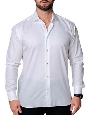 long sleeve maceoo classic bare white dress shirt