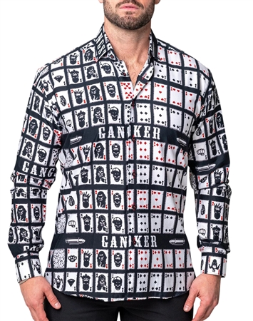 maceoo long sleeve fibonacci gangster grey dress shirt