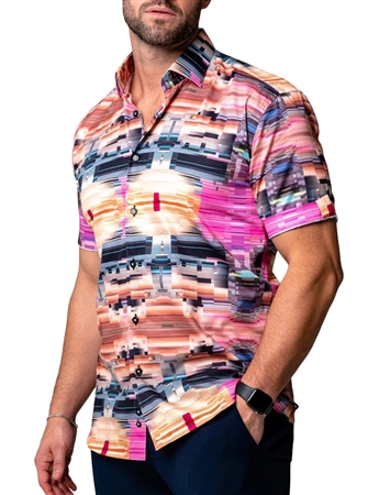 Maceoo Short Sleeve Shirt Galileo Glitch Multi