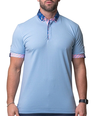 Light Blue Maceoo Fashion Polo Shirt