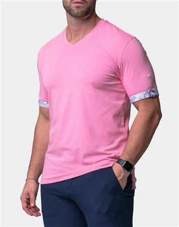 V-Neck Vivaldisolidtrip Pink