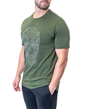 Maceoo Tee Scribbleskull ArmyGreen