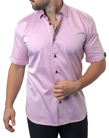 Maceoo Short Sleeve Shirt Galileo Fleur Rose Pink